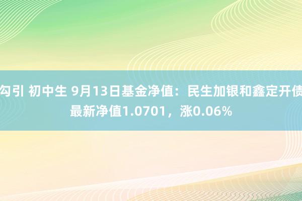 勾引 初中生 9月13日基金净值：民生加银和鑫定开债最新净值1.0701，涨0.06%