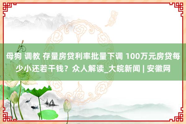 母狗 调教 存量房贷利率批量下调 100万元房贷每少小还若干钱？众人解读_大皖新闻 | 安徽网