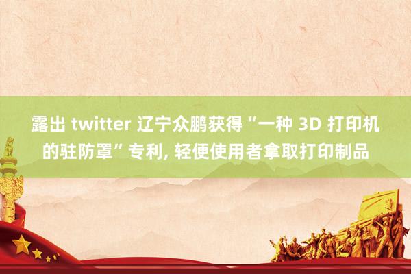 露出 twitter 辽宁众鹏获得“一种 3D 打印机的驻防罩”专利， 轻便使用者拿取打印制品