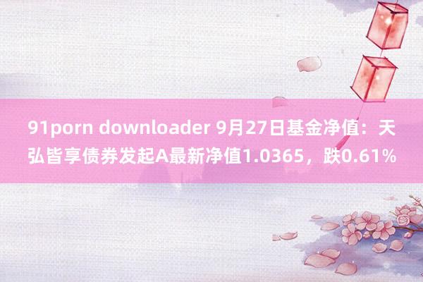 91porn downloader 9月27日基金净值：天弘皆享债券发起A最新净值1.0365，跌0.61%