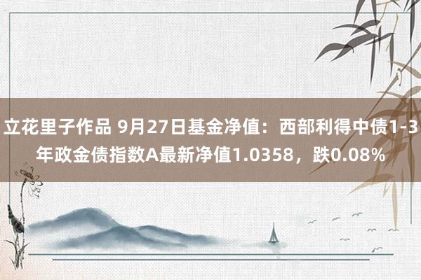 立花里子作品 9月27日基金净值：西部利得中债1-3年政金债指数A最新净值1.0358，跌0.08%