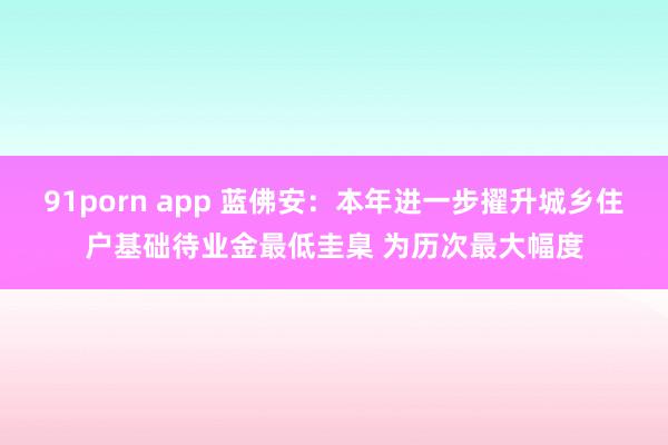 91porn app 蓝佛安：本年进一步擢升城乡住户基础待业金最低圭臬 为历次最大幅度