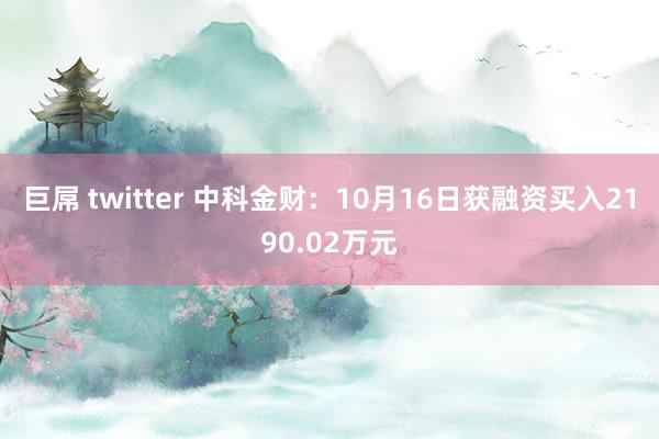 巨屌 twitter 中科金财：10月16日获融资买入2190.02万元