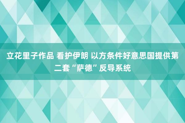 立花里子作品 看护伊朗 以方条件好意思国提供第二套“萨德”反导系统