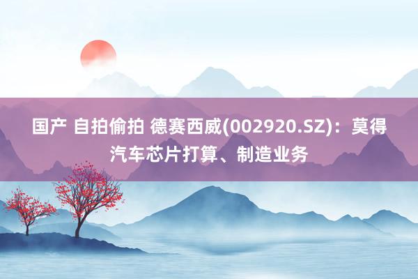 国产 自拍偷拍 德赛西威(002920.SZ)：莫得汽车芯片打算、制造业务