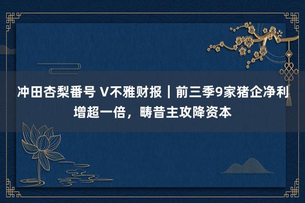 冲田杏梨番号 V不雅财报｜前三季9家猪企净利增超一倍，畴昔主攻降资本