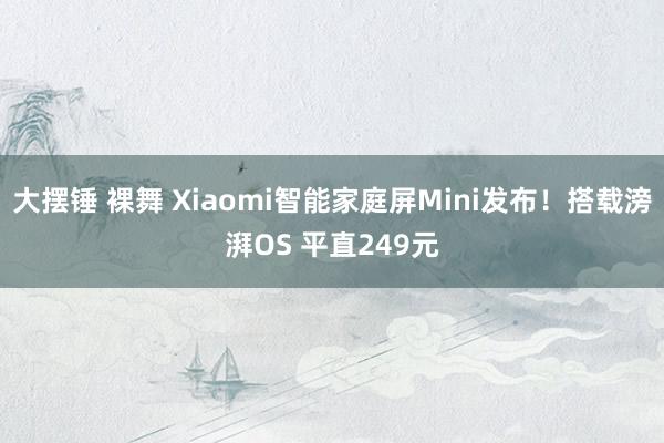 大摆锤 裸舞 Xiaomi智能家庭屏Mini发布！搭载滂湃OS 平直249元