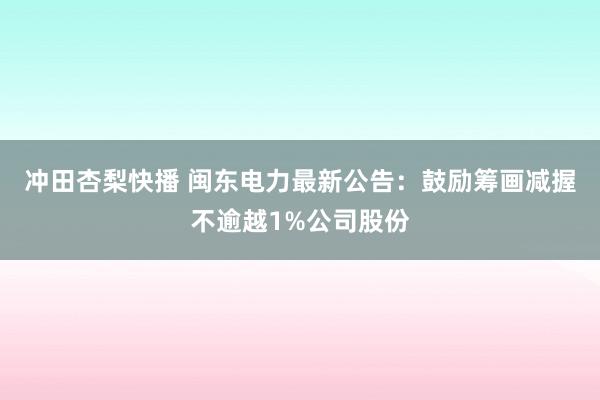 冲田杏梨快播 闽东电力最新公告：鼓励筹画减握不逾越1%公司股份