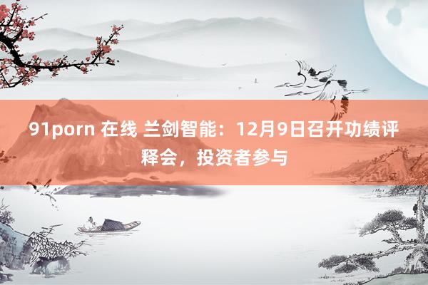 91porn 在线 兰剑智能：12月9日召开功绩评释会，投资者参与