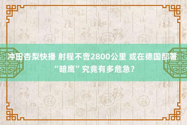 冲田杏梨快播 射程不啻2800公里 或在德国部署 “暗鹰”究竟有多危急？