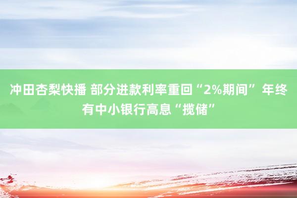 冲田杏梨快播 部分进款利率重回“2%期间” 年终有中小银行高息“揽储”