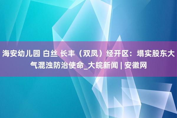 海安幼儿园 白丝 长丰（双凤）经开区：塌实股东大气混浊防治使