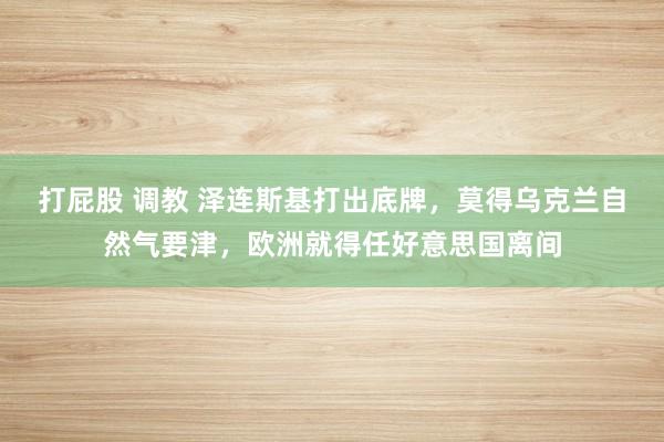 打屁股 调教 泽连斯基打出底牌，莫得乌克兰自然气要津，欧洲就得任好意思国离间