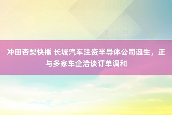 冲田杏梨快播 长城汽车注资半导体公司诞生，正与多家车企洽谈订单调和