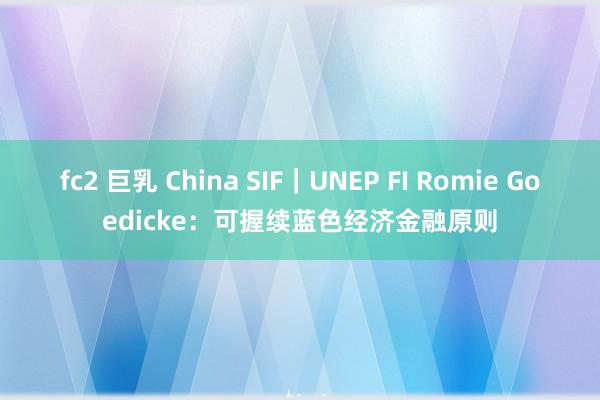 fc2 巨乳 China SIF｜UNEP FI Romie Goedicke：可握续蓝色经济金融原则