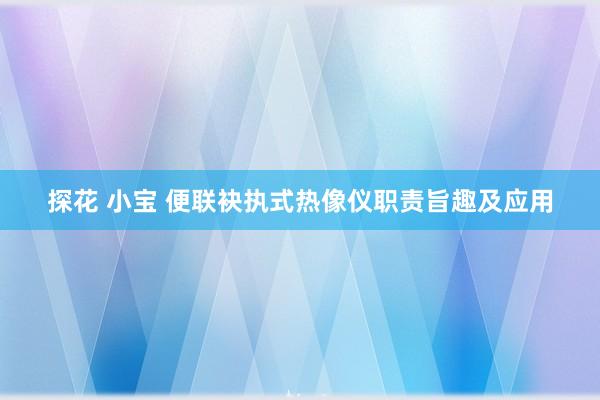 探花 小宝 便联袂执式热像仪职责旨趣及应用