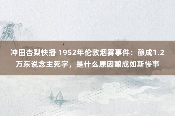 冲田杏梨快播 1952年伦敦烟雾事件：酿成1.2万东说念主死字，是什么原因酿成如斯惨事