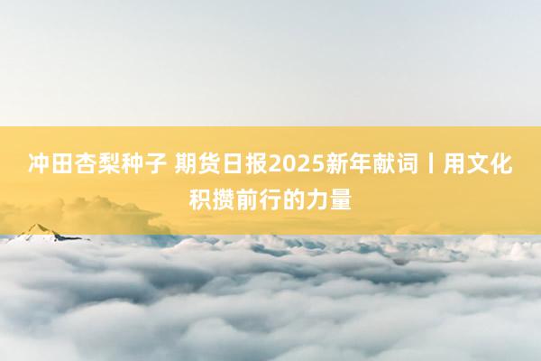 冲田杏梨种子 期货日报2025新年献词丨用文化积攒前行的力量