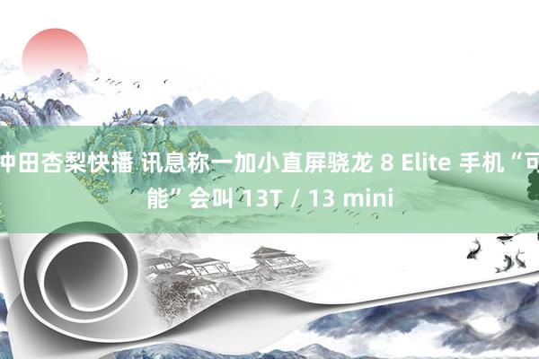 冲田杏梨快播 讯息称一加小直屏骁龙 8 Elite 手机“可