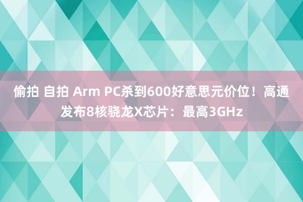 偷拍 自拍 Arm PC杀到600好意思元价位！高通发布8核