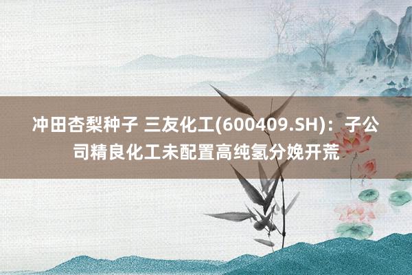 冲田杏梨种子 三友化工(600409.SH)：子公司精良化工